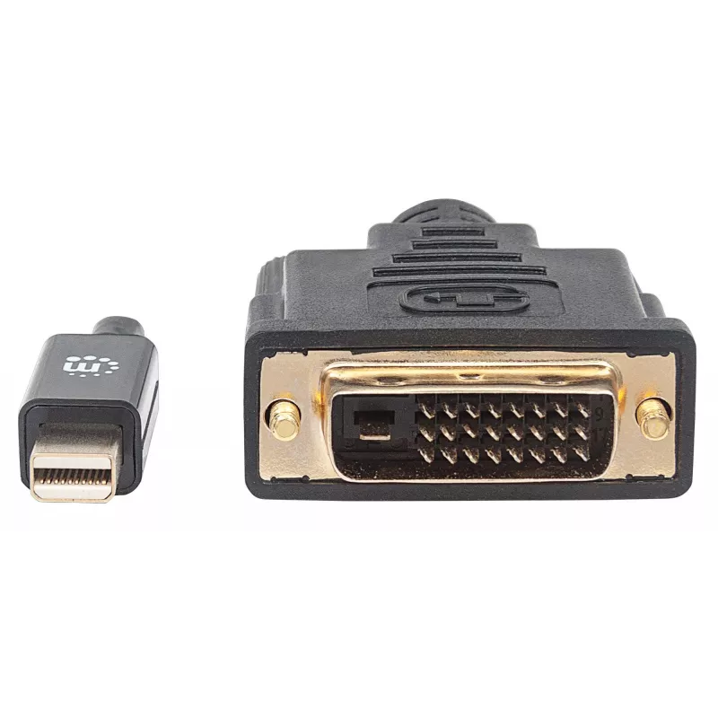 Manhattan Mini DisplayPort 1.2a į DVI-D 24+1 kabelis, 1080p@60Hz, 1,8 m, kištukas į kištuką, suderinamas su DVI-D, juodas, garantija visam naudojimo laikui