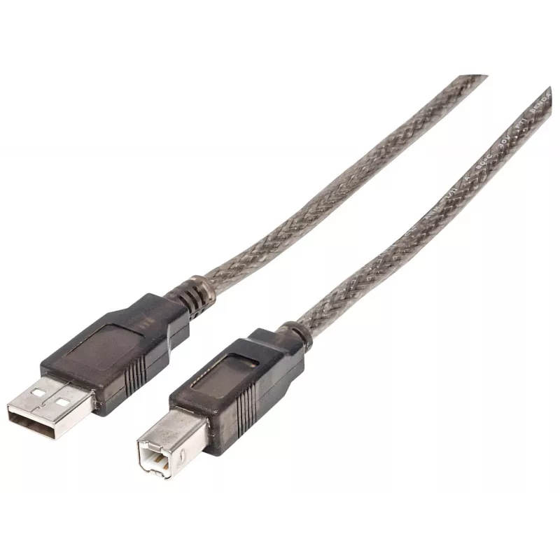 USB-A į USB-B kabelis Manhattan 15 m, vyriška/vyrška, aktyvus, juodas