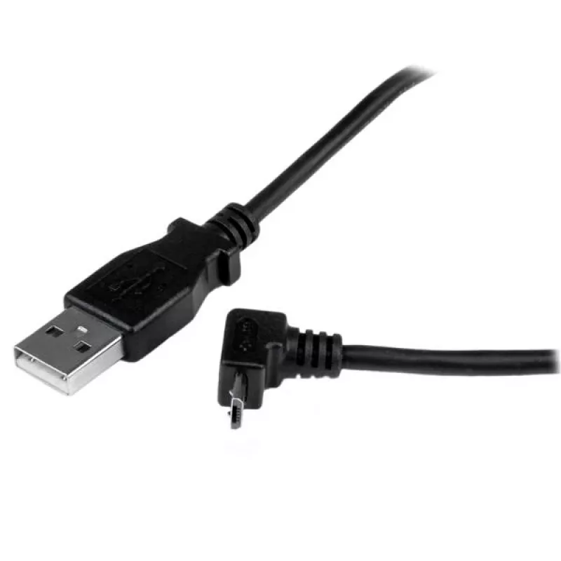 StarTech.com 1 m Micro USB laidas - A į viršų kampuotą Micro B, 1 m, USB A, Micro-USB B, USB 2.0, Vyriškas/Vyriškas, Juodas