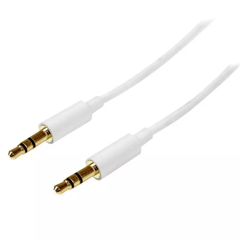 StarTech.com 1 m baltas plonas 3,5 mm stereo garso kabelis – kištukas į kištuką