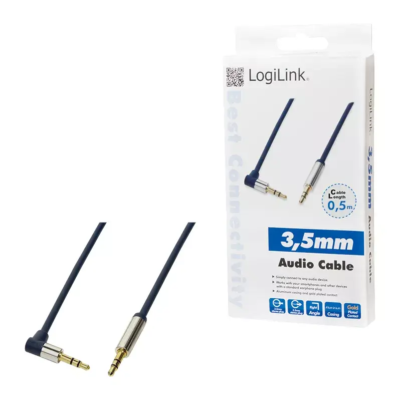Audio kabelis LogiLink 3,5 mm – 3,5 mm 0,5 m mėlynas