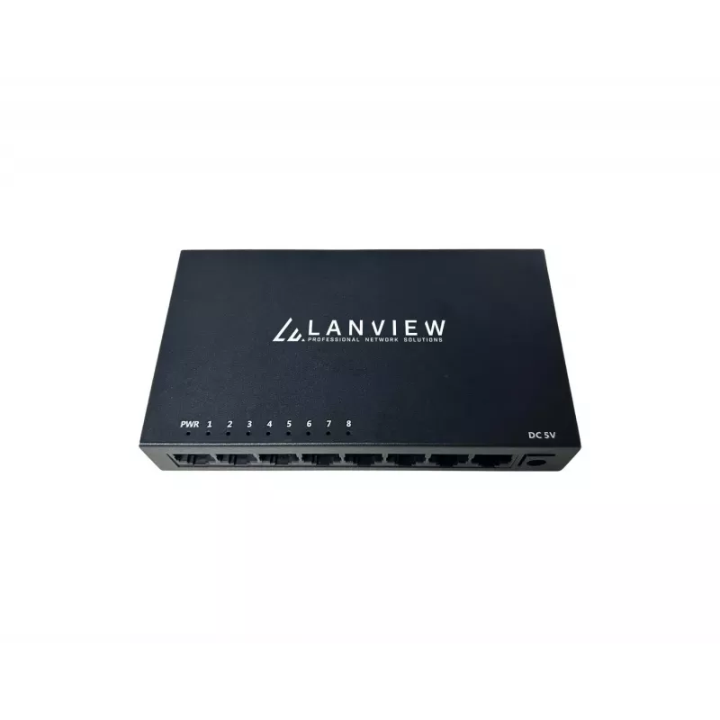 Nevaldomas komutatorius Lanview LVN-DESK-8PORT-1G — 8 prievadų 1 Gbps eterneto stalinis komutatorius