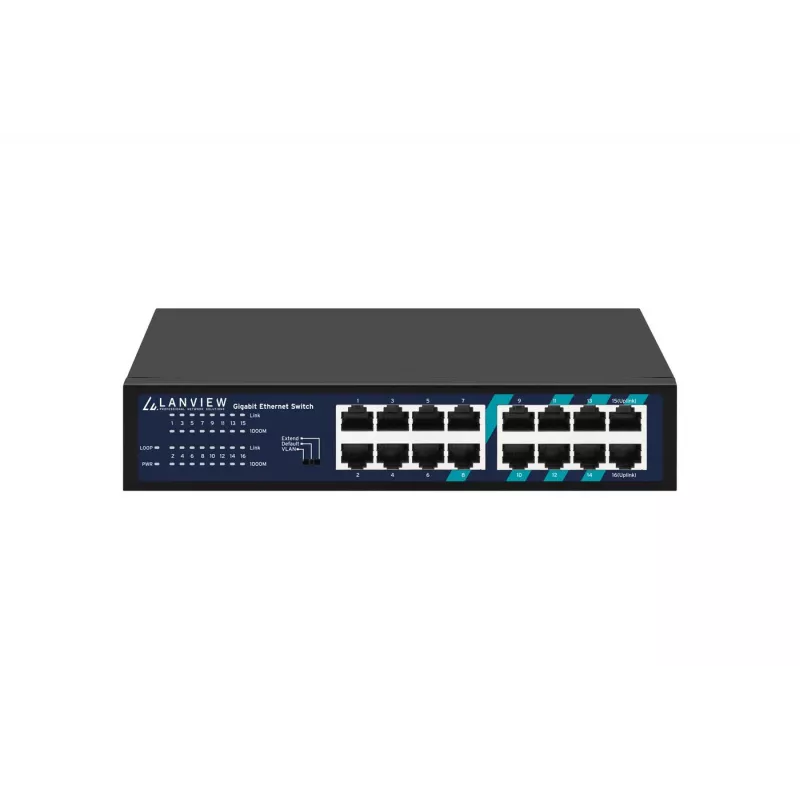 Nevaldomas komutatorius Lanview LVN-1U-16PORT-1G 16 prievadų 1 Gbps Ethernet, stovo montavimo 1U