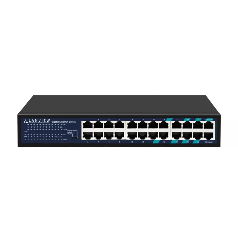 Nevaldomas komutatorius Lanview LVN-1U-24PORT-1G — 24 prievadų visiškas Gigabit stovo montavimui
