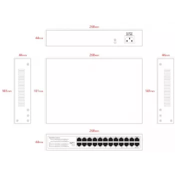 Nevaldomas komutatorius Lanview LVN-1U-24PORT-1G — 24 prievadų visiškas Gigabit stovo montavimui
