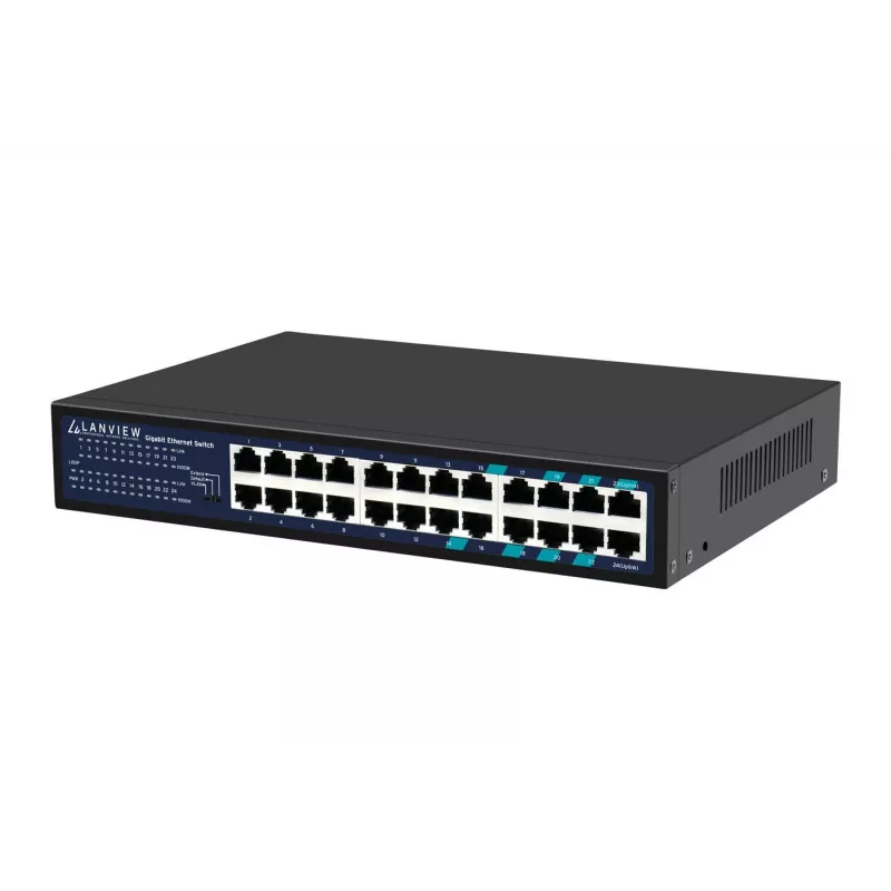 Nevaldomas komutatorius Lanview LVN-1U-24PORT-1G — 24 prievadų visiškas Gigabit stovo montavimui