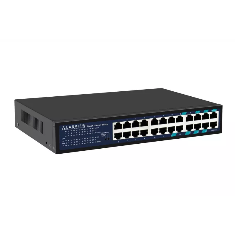 Nevaldomas komutatorius Lanview LVN-1U-24PORT-1G — 24 prievadų visiškas Gigabit stovo montavimui