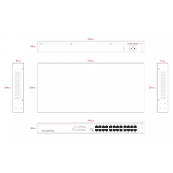 Nevaldomas komutatorius Lanview LVN-1UMOUNT-24PORT-1G 24 prievadų Gigabit Ethernet komutatorius, 1U montavimui