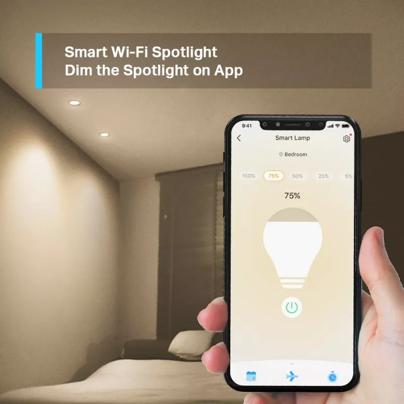 TP-Link Tapo Išmanusis Wi-Fi taškinis žibintas, reguliuojamo ryškumo, 4 vnt. pakuotė, Išmanioji lemputė, Wi-Fi, Balta, 802.11b, 802.11g, Wi-Fi 4 (802.11n), GU10, Parabolinė lemputė