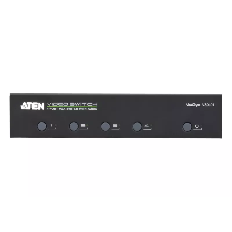 ATEN AT-VS0401, VGA, metalinis, juodas, 65 m, 300 MHz, 1920 x 1440 pikselių