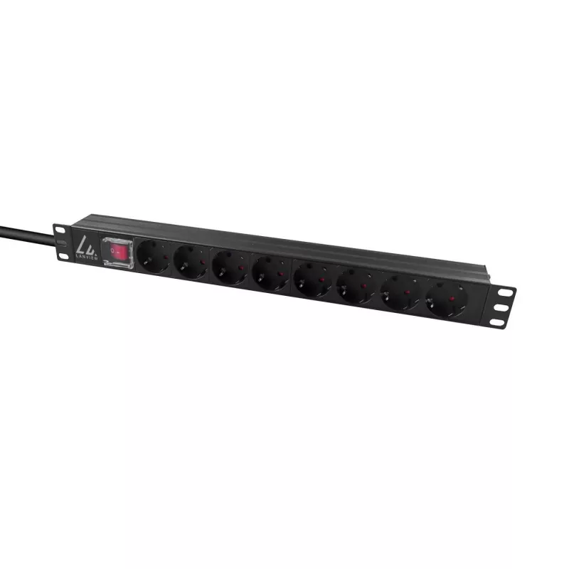 Lanview 19 colių stovo maitinimo juosta 1U 10A, 8x Schuko (LVR-2MSCH-SCH-C13-8)