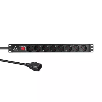 Lanview 19 colių stovo maitinimo juosta 1U 10A, 8x Schuko (LVR-2MSCH-SCH-C13-8)