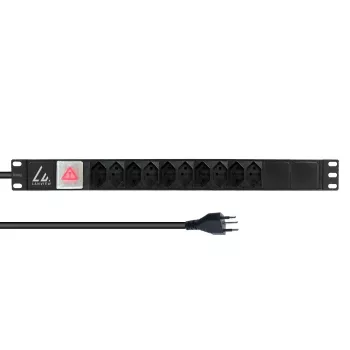Lanview 19 colių stovo maitinimo juosta 1U 10A, 10x Swiss T13 (LVR-2MCH-SW-CH10)
