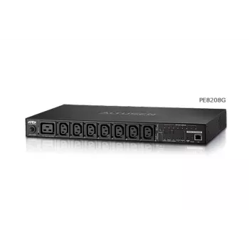 ATEN 1U 16A 8 lizdų perjungiamas ir matuojamas PDU + nemokama Eco PDU Manager programinė įranga