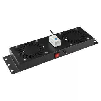 Stovo priedas Lanview RAF115BL-UK 1U 2 ventiliatoriai Juoda