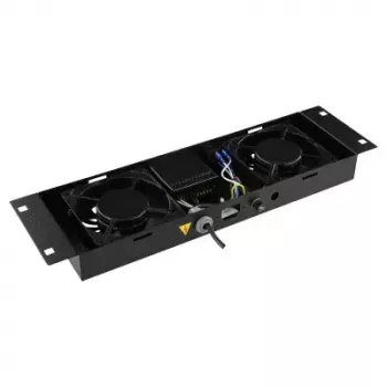 LOGON RAF205BL ventiliatoriaus skydelis, 2 ventiliatoriai, juodas, 490x135x45 mm