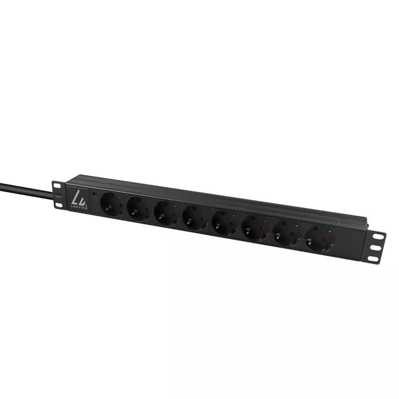 Lanview LVR-2MSCH-LIC-SCH8 maitinimo skirstymo įrenginys (PDU) 8 kintamosios srovės lizdai 1U Juoda