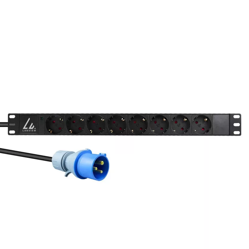 Lanview LVR-3MIEC-LIC-SCH8 maitinimo skirstymo blokas (PDU) 8 AC lizdai 1U juoda
