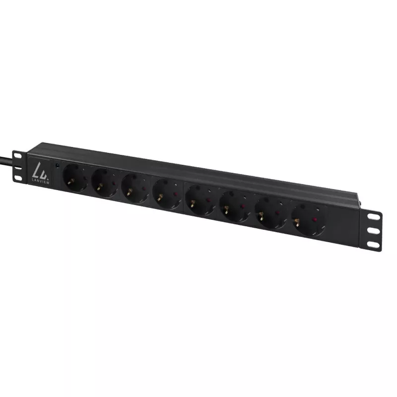 Lanview LVR-3MIEC-LIC-SCH8 maitinimo skirstymo blokas (PDU) 8 AC lizdai 1U juoda