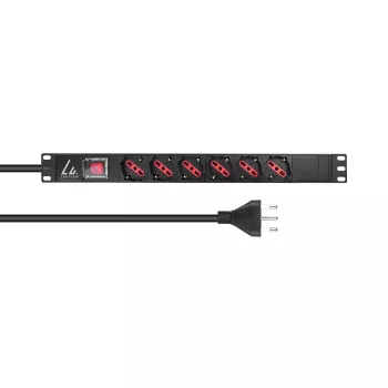Maitinimo skirstymo įrenginys Lanview LVR-2MIT-SW-IT6 1U juodas 2 m laidas