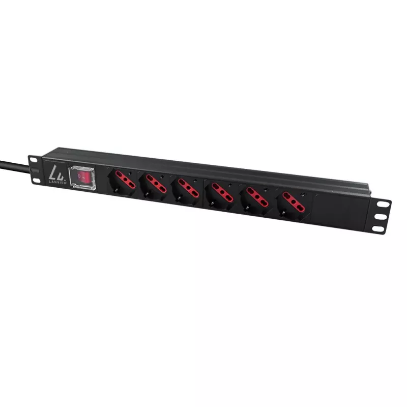 Maitinimo skirstymo įrenginys Lanview LVR-2MIT-SW-IT6 1U juodas 2 m laidas