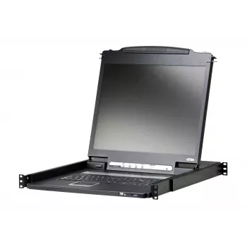 Stovo pultas 19 colių ATEN CL3000N, 48,3 cm LCD 1280×1024, VGA, USB/PS/2 klaviatūra ir pelė, 1U, aliuminis juodas