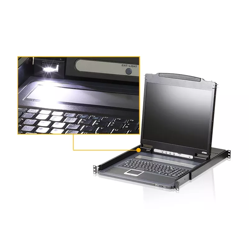 Stovo pultas 19 colių ATEN CL3000N, 48,3 cm LCD 1280×1024, VGA, USB/PS/2 klaviatūra ir pelė, 1U, aliuminis juodas