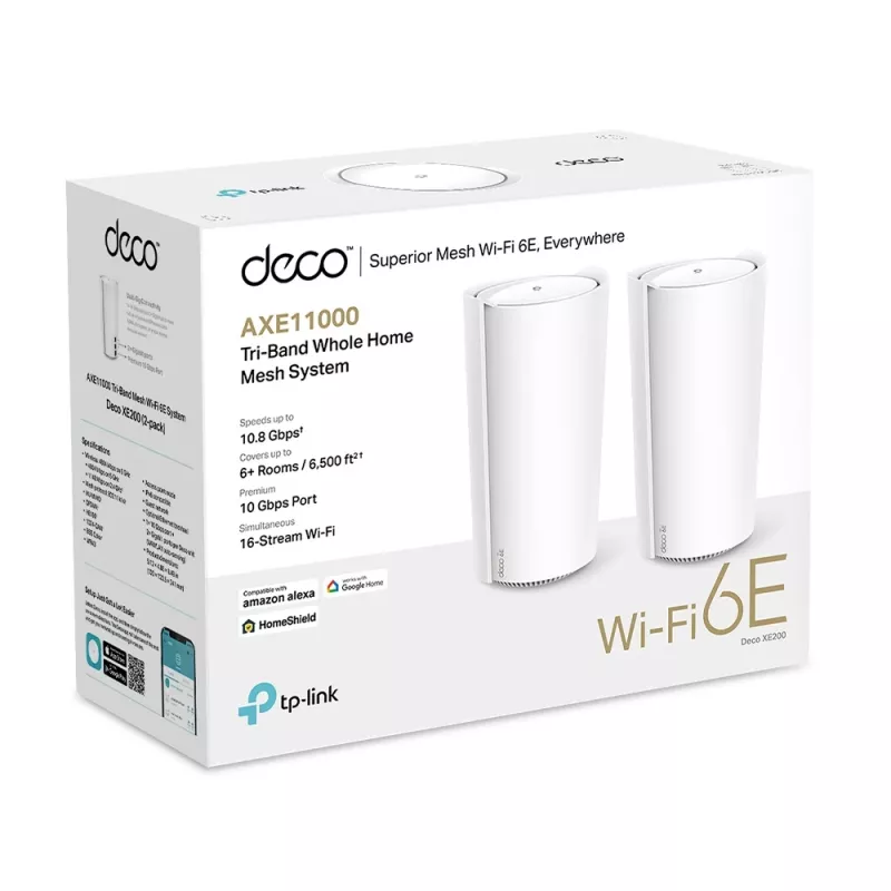 TP-Link AXE11000 viso namo tinklinis „Wi-Fi 6E“ sistema, balta, vidinė, tinklinė sistema, 600 m², trijų dažnių (2,4 GHz / 5 GHz / 6 GHz), „Wi-Fi 6E“ (802.11ax)