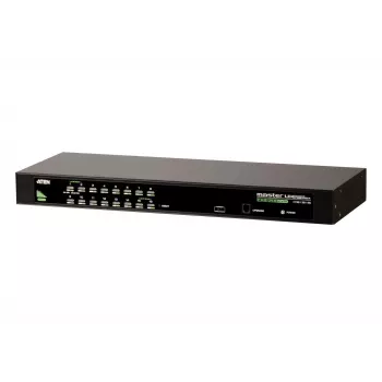 ATEN 16 prievadų USB - PS/2 VGA KVM jungiklis, 2048 x 1536 pikselių, QXGA, montavimas stelaže, 6,5 W, 1U, juodas