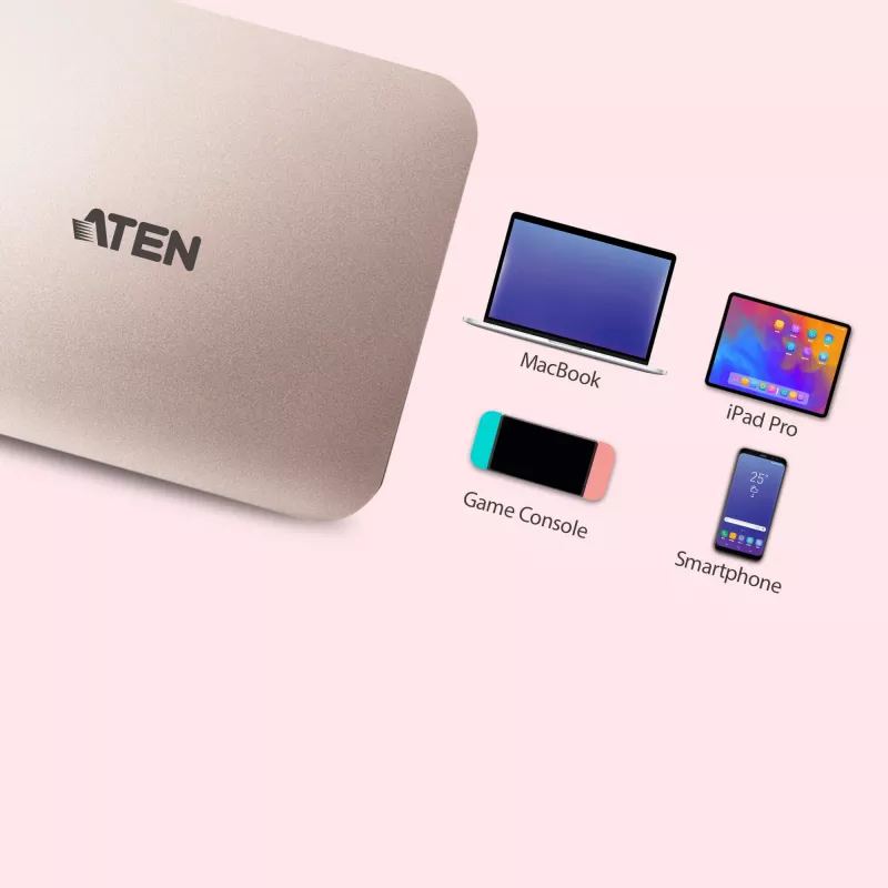 USB-C į USB 2.0 sąsajos šakotuvas ATEN UH3235 — Type-C įvestis, keli USB-A prievadai, sidabrinis