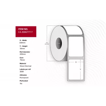 Capture CA-3006777-T-PERF spausdintuvo etiketė Balta