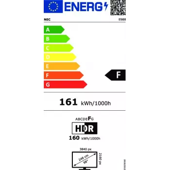 NEC MultiSync E988 Skaitmeninių ženklų plokščiasis ekranas 2,48 m (97,5 colio) LCD 350 cd/m² 4K Ultra HD Juodas 24/7