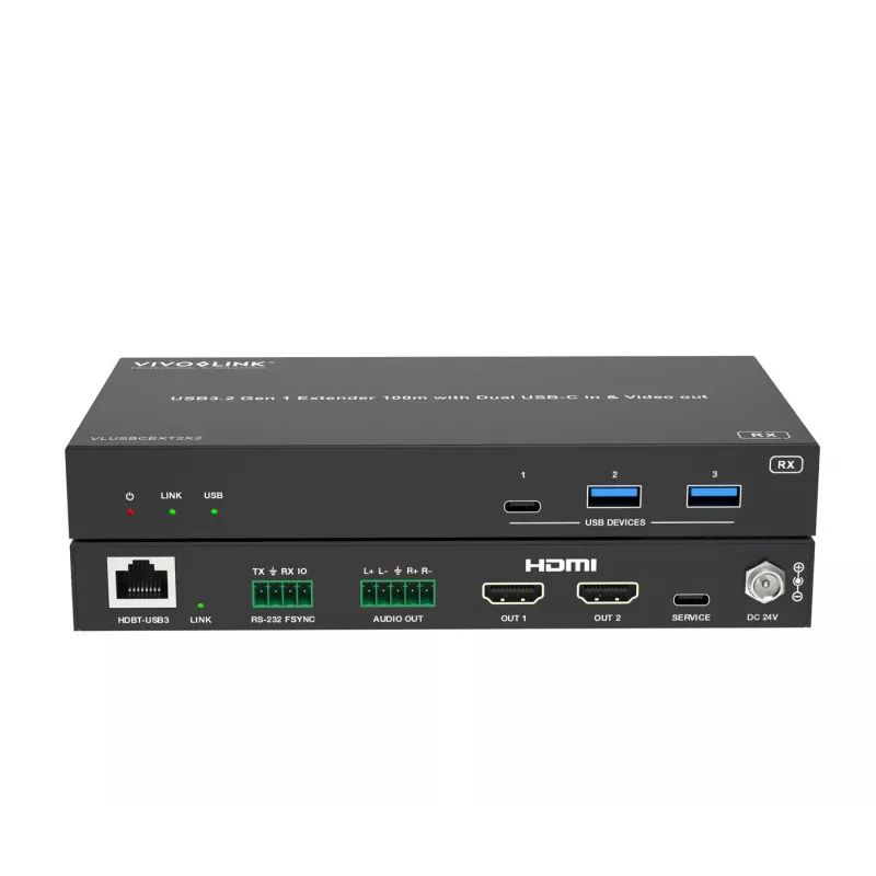 KVM ilgintuvas Vivolink VLUSBCEXT2X2 USB 2.0 1920x1200 150m