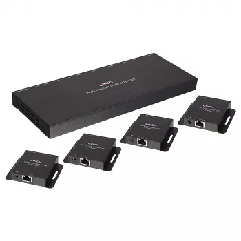 Siųstuvas ir imtuvas Lindy 70m Cat.6 4 prievadų HDMI 4K30 ir IR skirstytuvas-plėstuvas su kilpa