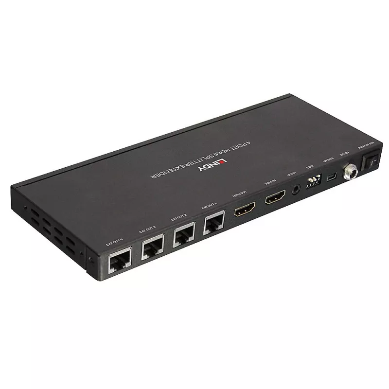 Siųstuvas ir imtuvas Lindy 70m Cat.6 4 prievadų HDMI 4K30 ir IR skirstytuvas-plėstuvas su kilpa