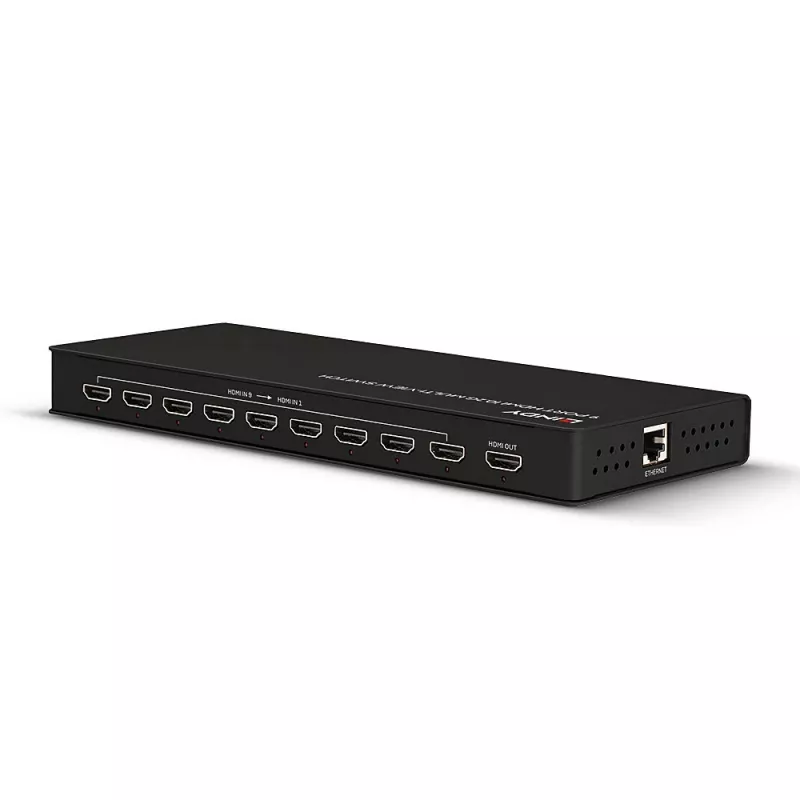 Lindy 9 prievadų HDMI 10.2G kelių vaizdų perjungiklis, juodas, 30 Hz