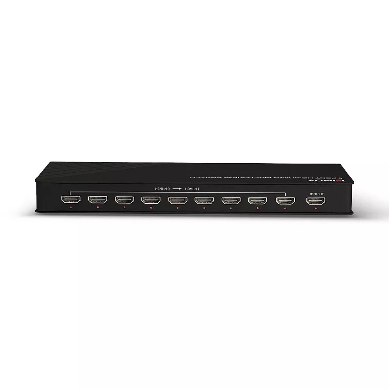 Lindy 9 prievadų HDMI 10.2G kelių vaizdų perjungiklis, juodas, 30 Hz