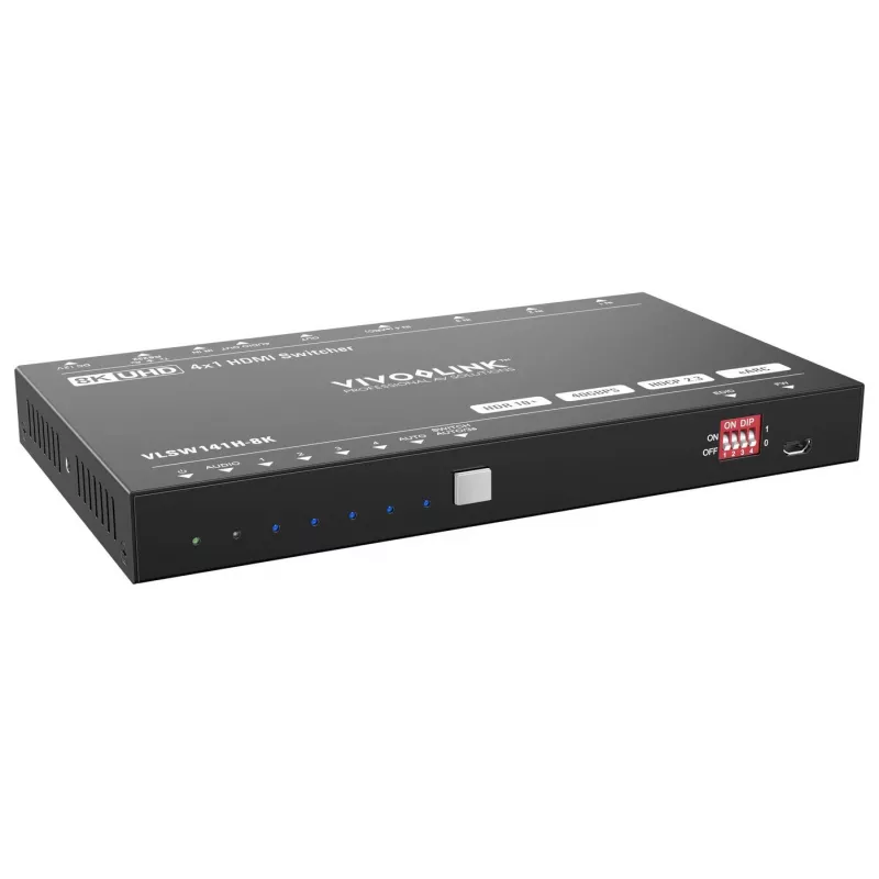 HDMI perjungiklis VivoLink VLSW141H-8K 4x1 — 8K@60Hz įvesties parinkiklis keturiems HDMI šaltiniams