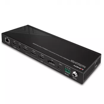 AV siųstuvas Lindy 5 prievadų vientisas prezentacijos perjungiklis su HDBaseT ilgintuvu 3840 x 2160 pikselių