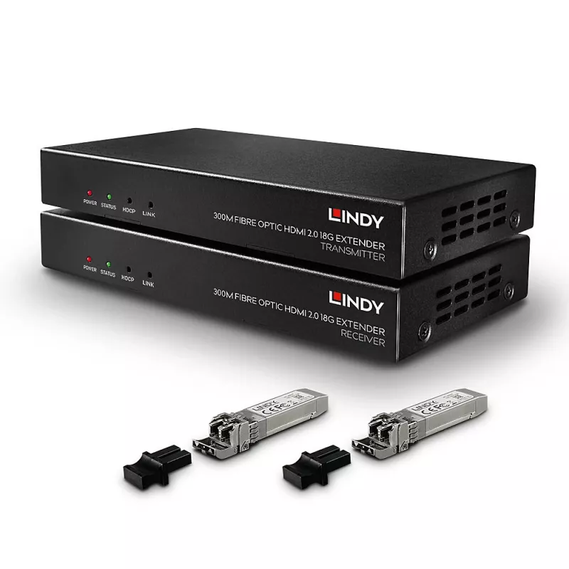 AV siųstuvas-imtuvas Lindy 300m Skaidulinės optikos HDMI 18G IR prailgintuvas