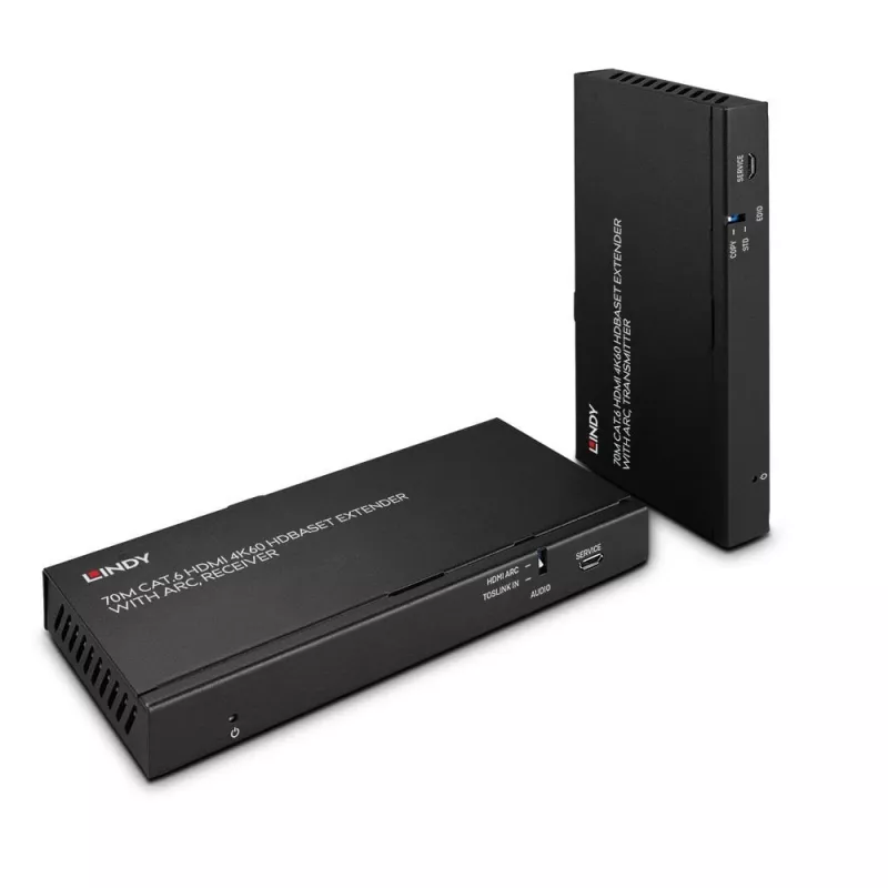 Lindy 70m Cat.6 HDMI 4K60, garso, IR ir RS-232 HDBaseT plėtiklis su ARC