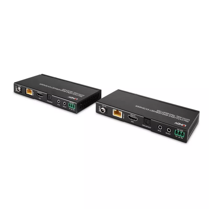 Lindy 70m Cat.6 HDMI 4K60, garso, IR ir RS-232 HDBaseT plėtiklis su ARC