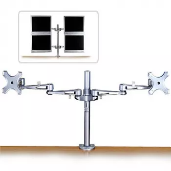 “Lindy Dual Adjustable LCD Arms” reguliuojami dvigubi LCD laikikliai iki 10 kg, sidabriniai