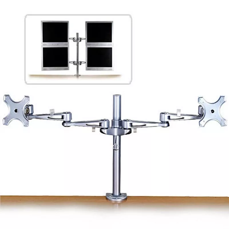 “Lindy Dual Adjustable LCD Arms” reguliuojami dvigubi LCD laikikliai iki 10 kg, sidabriniai