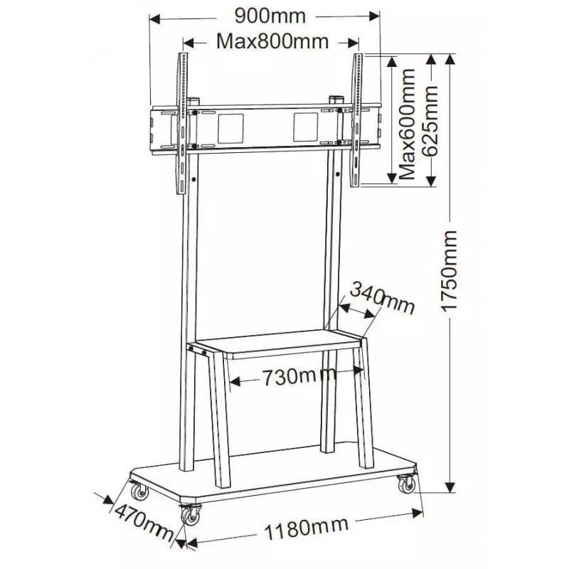 Vivolink VLFS4290 monitoriaus laikiklis / stovas 2.54 m (100 colių) Ant grindų Juoda
