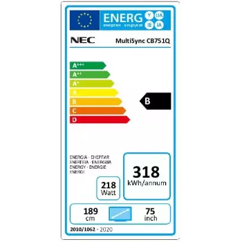 NEC CB751Q interaktyvus plokščiasis ekranas 190,5 cm (75 col.) LED 350 cd/m² 4K Ultra HD Juoda Jutiklinis ekranas 12/7