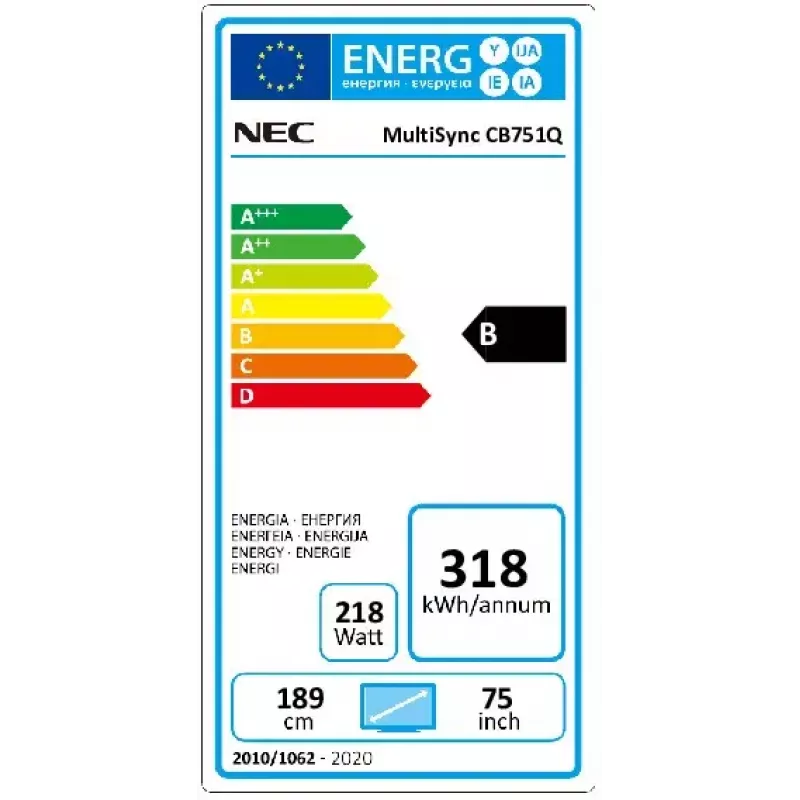 NEC CB751Q interaktyvus plokščiasis ekranas 190,5 cm (75 col.) LED 350 cd/m² 4K Ultra HD Juoda Jutiklinis ekranas 12/7