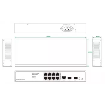 Tinklo komutatorius Ernitec ELECTRA-M08-1GB-150W 8 prievadų 1GB 150W