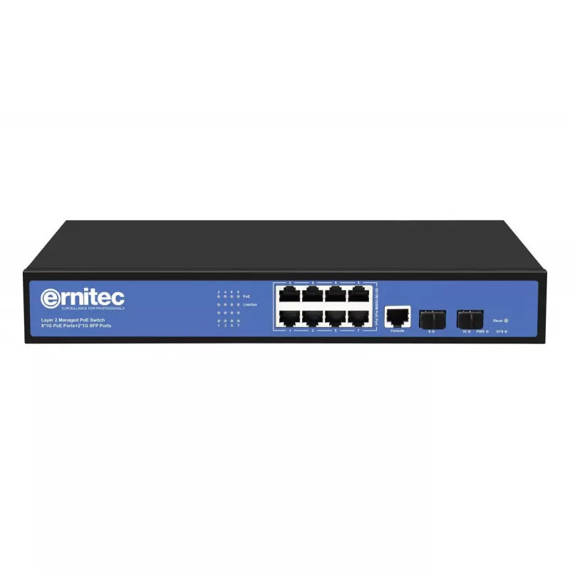 Tinklo komutatorius Ernitec ELECTRA-M08-1GB-150W 8 prievadų 1GB 150W