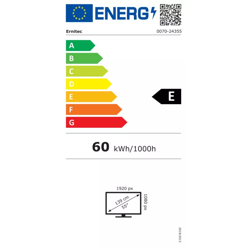 Ernitec 0070-24355 Skaitmeninės iškabos ekranas 139,7 cm (55 col.) LCD 4K Ultra HD juodas